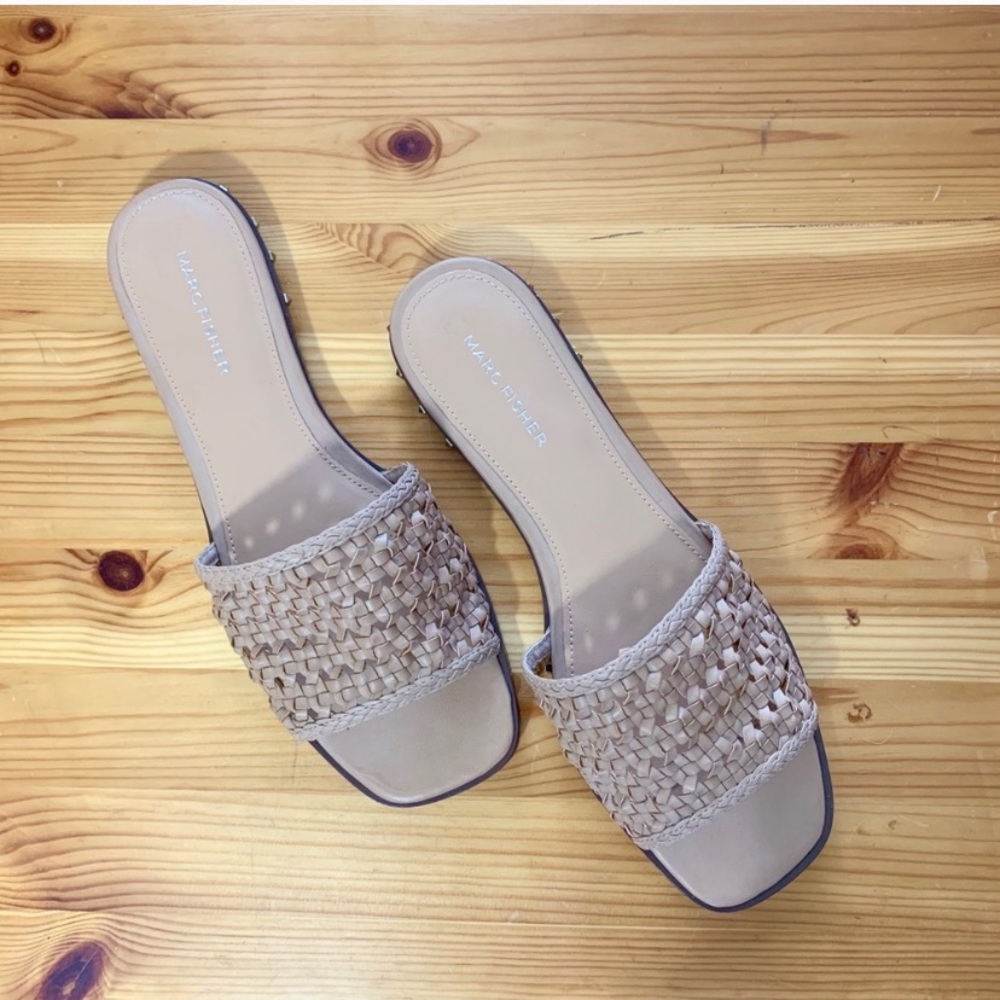 Marc Fisher Woven Leather Slide Sandals